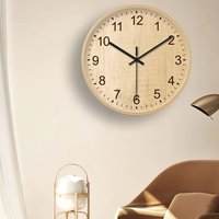 European Wooden Silent Wall Clock Living Room Simple Decoration Pointer Clock, Japanese Style Retro Wood Quartz Clock 20/30/35cm