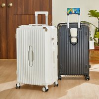 Large Capacity 20-26 Inch Rolling Luggage with Cup Holder Travel Bag Convenien Mobile Phone Stand Simple Travel Rolling Suitcase