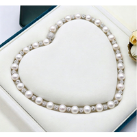 New design necklace AAAA10-11mm natural round white pearl necklace 18in/925s frosted round button