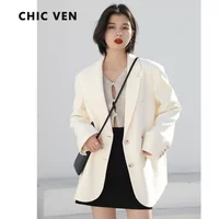 CHIC VEN Women's Blazer Korean Casual Solid Long Sleeve Coats All-match Office Lady Elegant Fashion Clothing Spring Autumn 2026