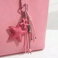 Multicolor Luxury Flat Keychain Bag pu Leather Five-Pointed Star Keychain Mother's Day Valentine's Day High-End Gift