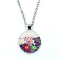 John Pork Is Calling Answer Call Phone Necklace Humor Funny Pig Cabochon Glass Pendant Fashion Statement Crystal Necklace