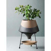 Home Decoration, Ceramic Vases, Juicy Plants, Flower Pots, Two-color Rough Ceramic Iron Frame, Living Room, Interior Decoration