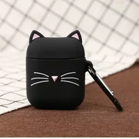 Cute 3D Black Cat Protective Shockproof Earphone Silicone Cover For Airpods Pro 2 Case/Airpods Pro/1/2/3 Case Funda Men Kids