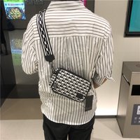 Three-Box Canvas Men's Backpack Casual Fashion Shoulder Bag British Style Cropped Plaid Small Bag Geometric Pattern Leisure