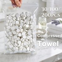 30/100/200PCS Compressed Towel Soft Disposable Coin Tissue Portable Mini Compressed Towel Absorbent Travel BBQ Outdoor Camping