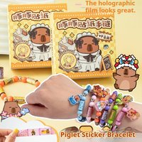 Capybara Beads Sticker Bracelet DIY Cute Guinea Pig Kawaii Animal Fun Jewelry Making Gift for Girls Kids Handmade Craft Party