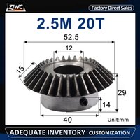 Bevel Gear 2.5 Mod 20 Teeth 2.5M 20T With Keyway Bore 12 14 15 16 17 18 20 22 24 25mm 90 Degree Drive Commutation Steel Gears