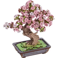 Rolife DIY Wooden Sakura Bonsai DIY Wooden 3D Puzzle Crafts Wooden Flower Gift for Mom Wife Friends