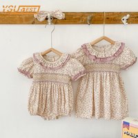 Tenue d'été pour sœurs, barboteuse pour bébés filles, robes brodées pour nourrissons, en coton, manches courtes, une pièce