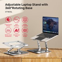 OT180SL Adjustable Laptop Riser 360° Swivel Rotating Base Ergonomic Aluminum Foldable Portable Stand for Laptop MacBook Notebook