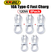 NNBILI 5Pcs Type C Super Fast Charge Data Cable 120W Quick Charger Cable for Samsung Xiaomi Huawei USB C Mobile Phone Data Cord