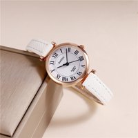 trendy pu leather Roman scale dial women ladies quartz casual watch