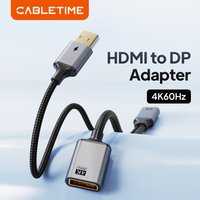 CABLETIME HDMI to DP Cable Adapter 4K 60Hz DisplayPort Converter Video Audio for XBox TV Monitor Projector Switch PS4/5 Laptop