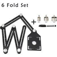 Règle de mesure d'angle de Construction, ensemble de 6 plis, alliage d'aluminium, modèle de moule perforé, localisateur d'outils, Guide de perçage, trou de carrelage