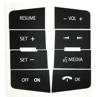 1pc/set For Ford Focus 2008-2010 Vinyl Steering Wheel Button Repair Decals Stickers Trim With Black Overlay + White Lettering