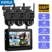 KERUI Wireless 6MP Dual Lens WIFI IP Caméra 8CH NVR 7 pouces LCD Écran Enregistreur vidéo Système de caméra de sécurité à domicile Surveillance