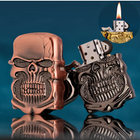 Heavy Armored Skull Relief Retro Lighter Metal Grinding Wheel Windproof Outdoor Lighter Cigarette Accessories Men's Small Gift