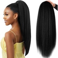 Synthetic Yaki Straight Drawstring Ponytail 26 Inches Drawstring Pony Tail Kinky Straight Ponytail Hair Extension for Women