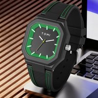 Men's Large Dial Silicone Watch Square Digital Display Wristwatch with Silicone Strap for Unisex