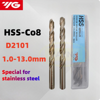 YG 1.0-13.0MM D2101 HSS CO8 Twist Drill Bit Straight Shank Drills 1 2 3 4 5 5.5 6 7 8 8.6 9 10 11 12 13mm For stainless steel