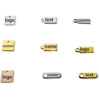 20/50pcs Customized Laser Engraved Logo Tags Stainless Steel Rectangle Tag Square Charm Engravable Pendants for Jewelry Making