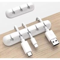 Silicone USB Cable Organizer Desk Tidy Management with Clips, Charging Cable Winder, Mouse & Earphone Accessory Holder for Home