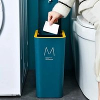 Garbage Bin Plastic Trash Bin Rectangular Nordic Trash Can with Lid Waste Bins Bathroom