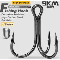 9KM 10Pcs Fishing Treble Hooks 3X Triple Hook Sea Fishing Hooks for Hard Lures for Freshwater Saltwater