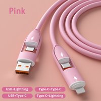 New Fast Charging Cable 4 in 1 Silicone Cable With 8 Pin/Type C/USB a Port High-speed Charger Wire For Samsung iPhone Huawei