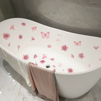 6pcs Bathroom Wall Stickers Waterproof PVC Flower Pattern Non Slip Bathtub Decals Easy to Paste for Home Decoration