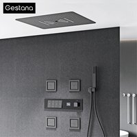 Gun gray brass luxury LED digital display constant temperature shower system embedded ceiling hot and cold water bathroom mixer