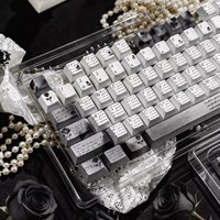 MAIMOOO Black Rose Keycaps Cherry Pbt Pc Black And White French Style Custom Keyboard Keycaps