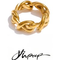 Yhpup Size 6789 Stainless Steel Chain Casting Ring Water Resistant High Quality Daily Wear Minimalist Attractive Women Jewelry