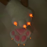 Fursuit LED Paw Gloves, Anime Cosplay Plush Claw Mittens for Comic Con Performance