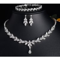 ZAKOL luxe brillant zircone feuille collier boucles d'oreilles bagues Bracelets ensemble pour les femmes CZ goutte mariée mariage bijoux ensembles