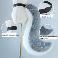 90CM Furry Animal Dog Fox Wolf Tail Cute Plush Dress Up Party Comic-Con Costume Cosplay Props Adjustable Belt Faux Fur Tail