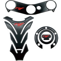 For Yamaha YZF R1 YZFR1 YZF1000 2002-2006 Carbon Fiber Decals Motorcycle Tank Pad Gas Cap Cover Triple Clamp Yoke Guard Stickers