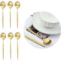 6Pcs Matte Stainless Steel Teaspoon For Dessert Ice Cream Stirring Coffee Small Spoons Kitchen Accessories Mini Gold Spoon Set