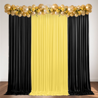 8*8 Feet Yellow and Black Background Curtains, 4 Pieces, 2X8 Feet Wrinkle-Free Soft Polyester Photo Backdrop Curtains, Suitable for Birthday Parties, Weddings, Bachelor Parties, Graduation Ceremony