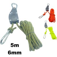 6mm Reflective Max 68kg Camping Tent Tie Down Rope Tightener Fastening Wind Rope Buckle Pulley Ratchet Awning Rope Hook
