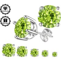 LAMVOICE Jewelry for Women/Stud Earrings with 0.2-4 Carat Green Moissanite Hypoallergenic Earrings Christmas Gift for Women