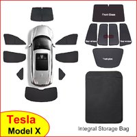 For Tesla Model X Privacy Side Window Sunshade Front Windshield Glass Roof Mesh Sun Shade Flap Door Sunroof Skylight Shading