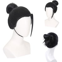 High-Quality Anime Jujutsu Kaisen Geto Suguru Cosplay Synthetic Hair 12-Inch Black Beauty Point Bun Halloween Daily Party Wig