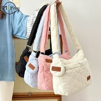 Crossbody Bag with Wallet Pleated Design Embroidered Plaid Shoulder Handbag Fashion Large Capacity Quilted Tote Bags for Women