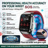 True Blood Pressure Smart Watch Air Pump Airbag Strap ECG PPG SpO2 Heart Rate Sleep Monitor 1.43" AMOLED Health Smart Bracelet