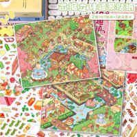 Kawaii Summer Street View 3D Holiday travelogue Landscape Sticker DIY Pocket Cabin Scene festival gift