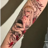 Cartoon Temporary Tattoos Waterproof Fake Tattoo Sticker Cool Red Flower Snake Woman Medusa Realistic Tatoo Body Sticker
