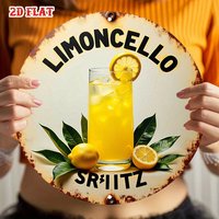 Vintage "Limoncello Spritz" Round Metal Sign, Flat Printed Italian Cocktail Art, Distressed Rustic Decor for Bar,Kitchen & Patio