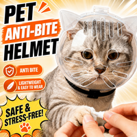 Cat Anti-Bite Helmet Breathable Transparent Hood for Grooming Nail Trimming Medical Care Anti-Licking Protective Mask